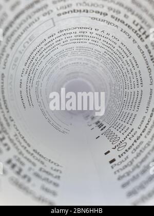 Image of text words letters in a circle in a tunnel word tunnel Stock Photo