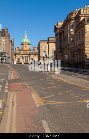 An Empty George IV Bridge street in Edinburgh just before the lockdown became law. Stock Photo