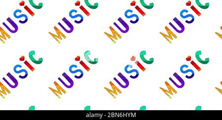 Music. Funny cartoon colored seamless pattern. Stock Vector