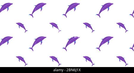 Dolphins. Funny cartoon colored seamless pattern. Stock Vector