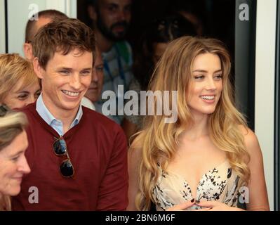 VENICE, ITALY - SEPTEMBER 05: Eddie Redmayne and Amber Heard attends a photocall for 'The Danish Girl' during the 72nd Venice Film Festival Stock Photo