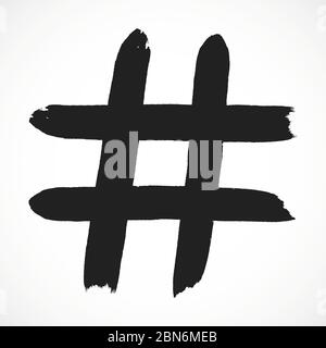 Hashtag hand drawn brush stroke dirty art symbol Stock Vector Image & Art -  Alamy