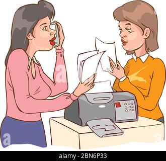 Businessman using copy machine stock illustration Stock Vector