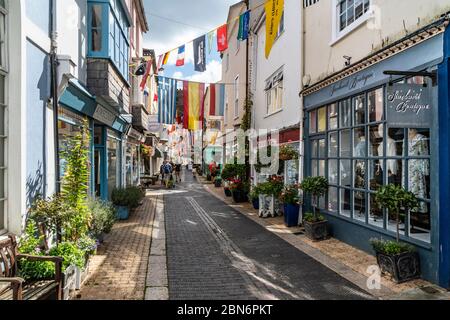 Shops in Foss Street, Dartmouth, Stock Photo