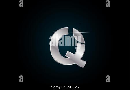 Q silver metal alphabet letter logo icon for company and business with spark design Stock Vector