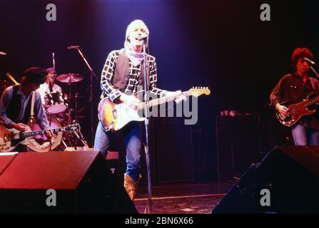 Tom Petty and the Heartbreakers, spielen live on stage bei "Rockpop in Concert", Deutschland 1983. American band "Tom Petty and the Heartbreakers" performing, Germany 1983. Stock Photo