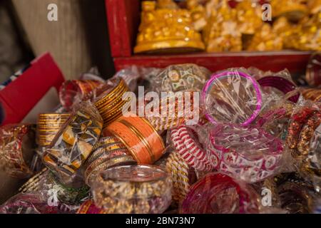 Colourful Plastic Bangles in a Box selling at tirumala tirupati devastanams Stock Photo