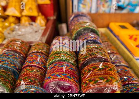 Colourful Bangles in a Box selling at tirumala tirupati devastanams Stock Photo