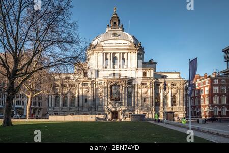 The Methodist Central Hall, Westminster, London. The former headquarters of the Methodist Church of Great Britain near Westminster Abbey. Stock Photo