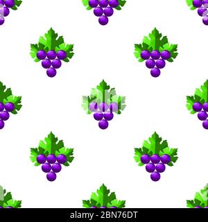 Blue Polygonal Grapes Seamless Pattern. Vine Background. Fruits and Vegetables Texture Stock Vector