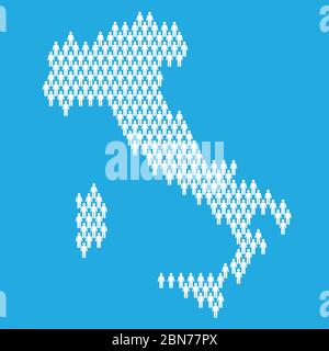 Italy population. Statistic map made from stick figure people Stock Vector