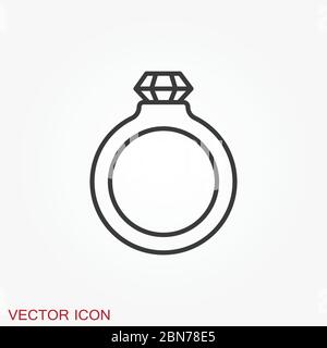 Ring icon, engagement and wedding ring. Vector illustration Stock Vector