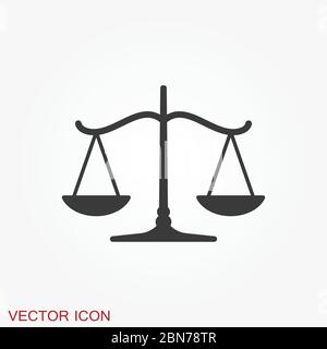 Scales icon. Scales of justice vector icon. Court of law symbol. Stock Vector