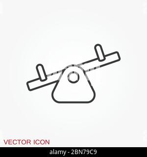 Seesaw icon. Children playground vector symbol on background Stock Vector
