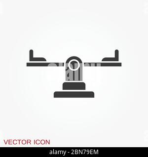 Seesaw icon. Children playground vector symbol on background Stock Vector