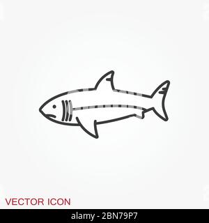 Shark icon. Sea and Ocean Animal symbol isolated on background. Stock Vector