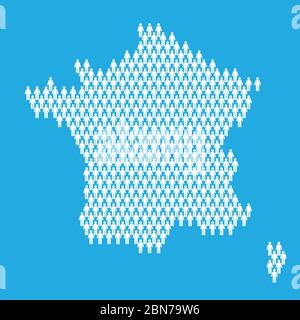 France population. Statistic map made from stick figure people Stock Vector