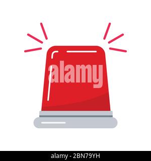 Red fire flasher siren vector icon isolated on white background. Stock Vector