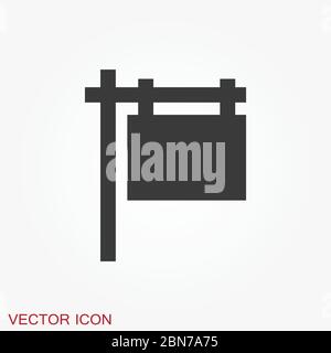 Signage icon. Signboard flat symbol. Illustration isolated on background. Stock Vector