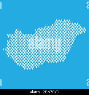 Hungary population. Statistic map made from stick figure people Stock Vector
