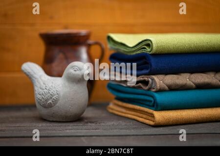 Fabrics with ceramic vases Stock Photo