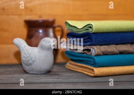 Fabrics with ceramic vases Stock Photo