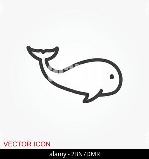 Whale vector icon. Underwater. Animal symbol isolated on background. Stock Vector