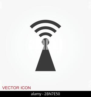 Wifi vector icon. Computer and network connections symbol isolated on background. Stock Vector