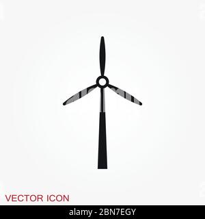 Windmill vector icon, wind turbine symbol isolated on background. Stock Vector