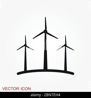 Windmill vector icon, wind turbine symbol isolated on background. Stock Vector