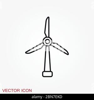 Windmill vector icon, wind turbine symbol isolated on background. Stock Vector