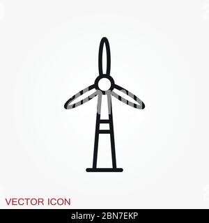 Windmill vector icon, wind turbine symbol isolated on background. Stock Vector