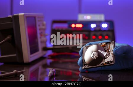 Bad HDD hard drive in data recovery service Stock Photo