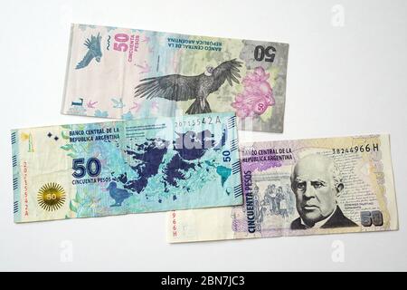 fifty pesos, Argentine peso, peso argentino, Argentinischer Peso, argentin peso, ARS, Argentina, South America Stock Photo