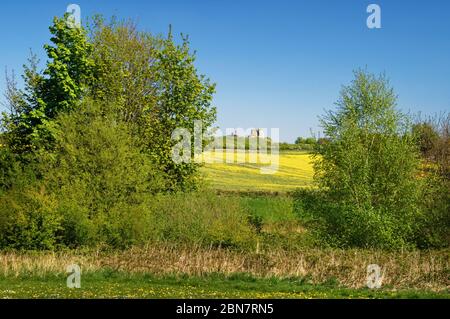 UK,West Yorkshire,Wakefield,Sandal Castle from Pugney's Country Park Stock Photo