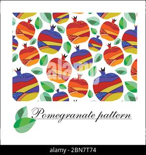 Seamless decorative pattern with pomegranates. Vector illustration Stock Vector