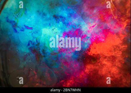 Mixed colour blurred background with scattered bubbles Stock Photo