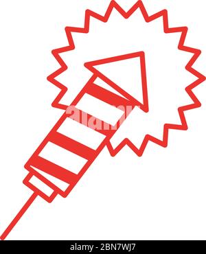 rocket fireworks line style icon Stock Vector