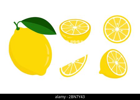 Icon set lemon, vector illustration on white background Stock Vector