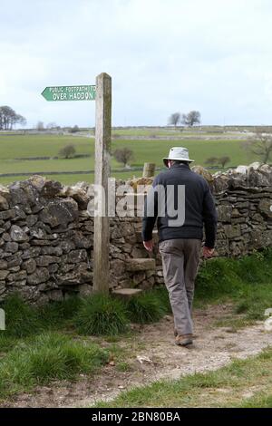 Man taking daily exercise in the Peak District