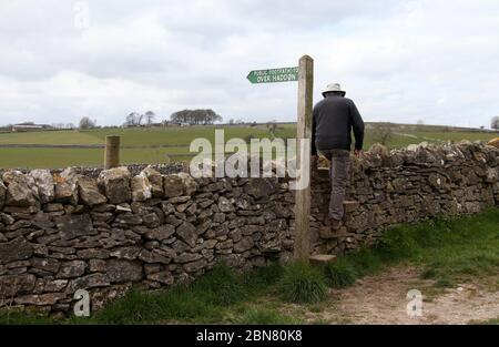 Man taking daily exercise in the Peak District