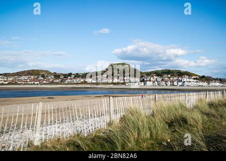 Conwy River Estuary at Conwy Morfa on the North Wales coast looking towards Deganwy Stock Photo