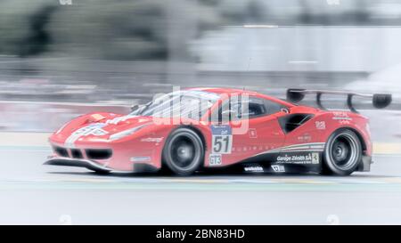 Le Mans / France - June 15-16 2019: 24 hours of Le Mans, Spirit of Race Team, Ferrari 488 GT3, Road to Le Mans Race opening of the 24 hours of Le Mans Stock Photo