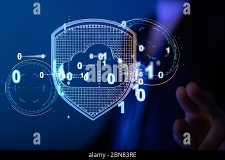 A Data sorting flow process. Big data stream futuristic infographic. Stock Photo