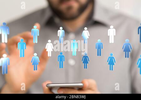 A digital 3d network team in hand Stock Photo