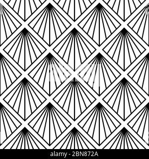 Art Deco Pattern. Vector black white background Stock Vector