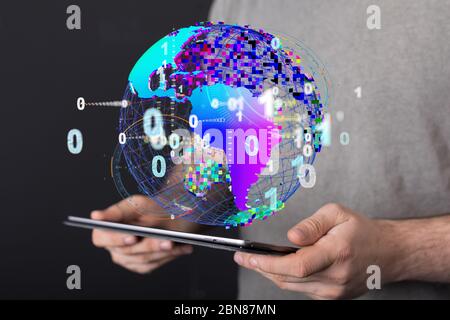 A World map point, line, composition, representing the global, Stock Photo