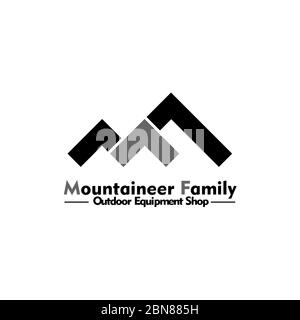 Initial letter MF graphic logo template, mountain design concept, logo for outdoor equipment stores and mountaineering. Stock Vector