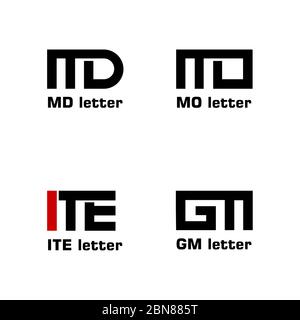 Initial letter MD, MO, ITE, GM, graphic logo template, creative, simple and minimal logo design concept, isolated on white background. Stock Vector