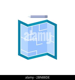 Blueprint and pencil vector icon symbol plan isolated on white background Stock Vector
